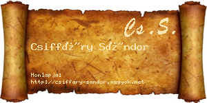 Csiffáry Sándor névjegykártya